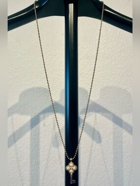 Isadora Gold Pearl Key Pendant Necklace